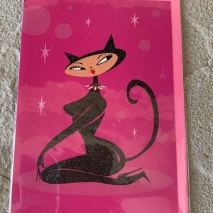 Set of 5 FLUFF cat lady glitter cards MEOWCH!